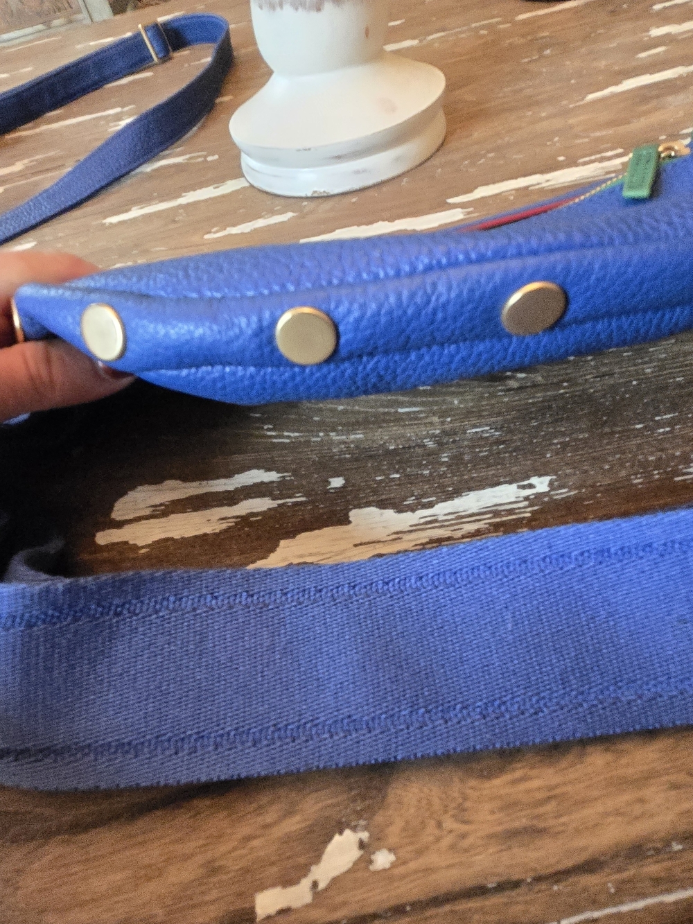 Hammitt Blue Leather Crossbody Belt Bag with Gold Zippers - Picture 3 of 8